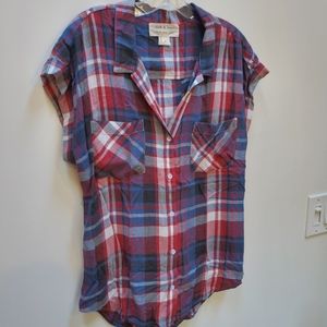 Cloth & Stone Plaid Collared Shirt
